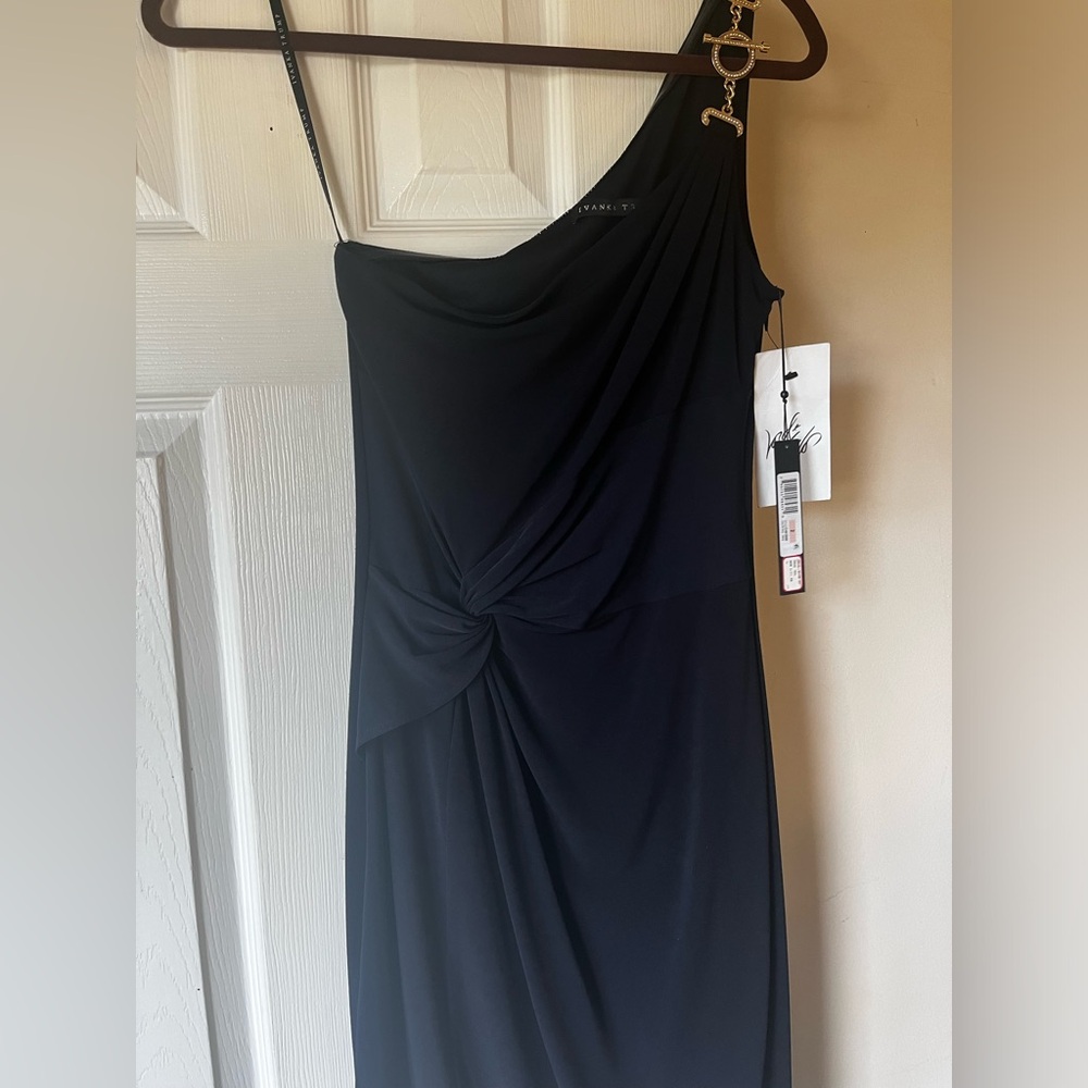 NWT One shoulder navy dress size 2